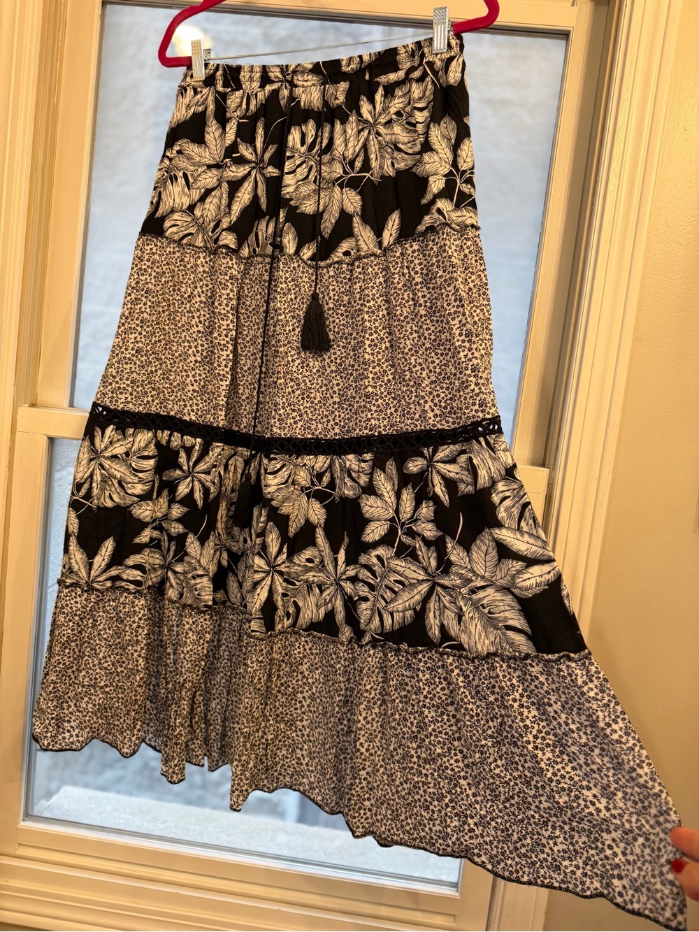 Solitaire Black and White Tiered Maxi Skirt